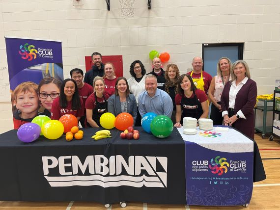 Team from Pembina serving breakfast at a school in Calgary, AB